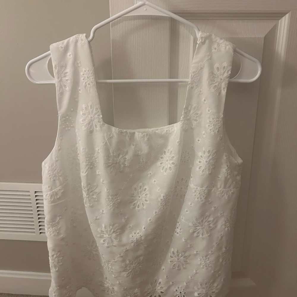 White Sleeveless Floral Top